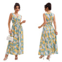 Chic Women's Geometric Maxi Dress with V-Neck