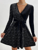 Chic Glittering Wrap Cocktail Dress for Women