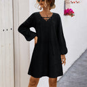 Chic Knit Dress with Romantic Lace Accents