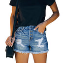 Chic Women's Frayed Hem Denim Shorts