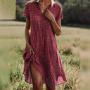 Button Closure Asymmetrical Hem Women's Dress