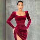 Women's Ruffled Mini Dress with Chic Deep Slit