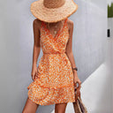 Women's Floral Ruffle Wrap Dress - Stylish V-Neck Design