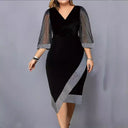 Chic Cocktail Dress with Sheer Puff Sleeves & Asymmetrical Hem