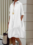 Chic Women's Shirt Dress with Wide Hem
