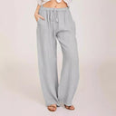 Women's Linen Wide Leg Trousers with Side Pockets