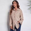 Women's Button-Up Corduroy Blouse with Relaxed Fit