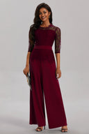 Chic Women's Lace Sleeve Jumpsuit with Wide Leg