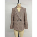 Stylish Women's Checked Oversized Blazer Jacket