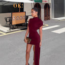 Women's Asymmetrical Mini Dress with Chic Drapé Design