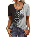 Floral Print Women's Blouse with Button Accents