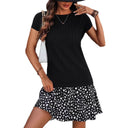 Chic Women's Short Sleeve Striped Dress with Flowy Skirt