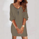 Women's Knit Dress with Modern Zipper Design