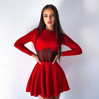 Chic Mini Dress with Transparent Accents