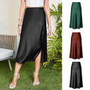 Chic Satin Viscose Midi Skirt for Women