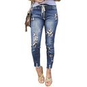 Leopard Print Destroyed Women's Jeans