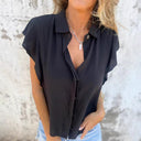 Chic Ruffle-Trimmed Short Sleeve Blouse for Women