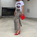 Stylish Animal Print Maxi Skirt with Side Slit