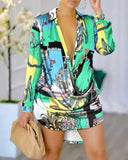 Vibrant Leopard Print Blouse Dress for Women