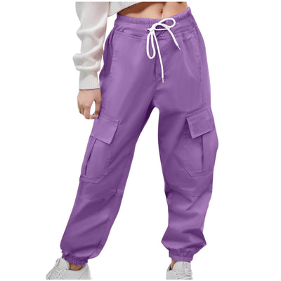 Elastic-Waist Women's Cargo Pants with Side Pockets