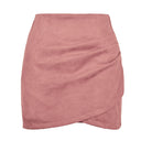 High-Waist Wrap Skirt in Plush Microfiber