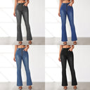 High-Waisted Flared Jeans with Chic Button Accents