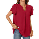 Chic V-Neck Blouse with Puff Sleeves