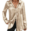 Chic Shimmering Blouse with Classic Collar for Women