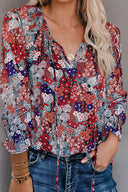 Animal Print Blouse with Fringed Sleeves