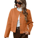 Chic Women's Short Blazer Jacket with Pocket Detail