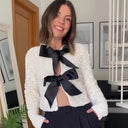 Sequin Blazer with Statement Bow Closure for Women