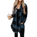 Chic Check Print Long Blouse with Button Detail