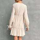 Chic Mini Dress with V-Neck and Puffed Sleeves