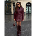 Chic Faux Leather Blazer Jacket for Women with Stylish Design