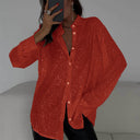 Shimmering Oversized Women's Blouse Top