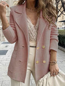Chic Knitted Blazer with Double Button Placket and Pockets for Women