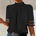 Chic Ladies' Blouse with Sheer Sleeves