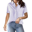Chic Women's Short Sleeve Striped Blouse