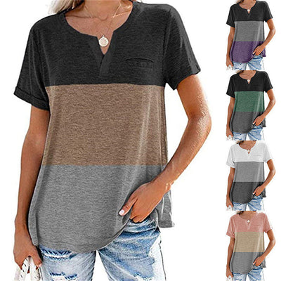 Color Block Women's T-Shirt with Neck Label