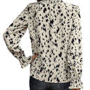 Chic Ruffled Collar Animal Print Blouse
