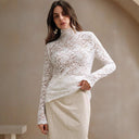 Chic Long Sleeve Lace Bodysuit with High Collar