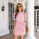 Chic Women's Checkered Dress with Belt