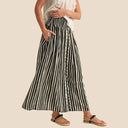 Women's Flowing Maxi Skirt with Elastic Waist and Button Detail