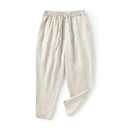 Women's Linen Trousers with Elastic Waist and Side Pockets