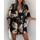 Floral Wrap Dress with Belt for Women