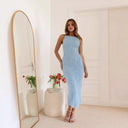 Women's Long Sleeve Maxi Dress with Ribbed Knit Design