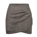 High-Waist Wrap Skirt in Plush Microfiber