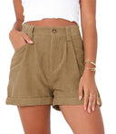 High-Waist Women's Shorts with Wide Waistband and Pocket Design
