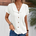 Chic Women's Blouse with Shawl Collar & Accented Buttons