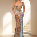 Chic Lace Dress with Animal Print Accents